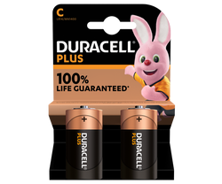 Duracell C Plus Power +100% Extra Life* Alkaline Batteries - 2 Pack